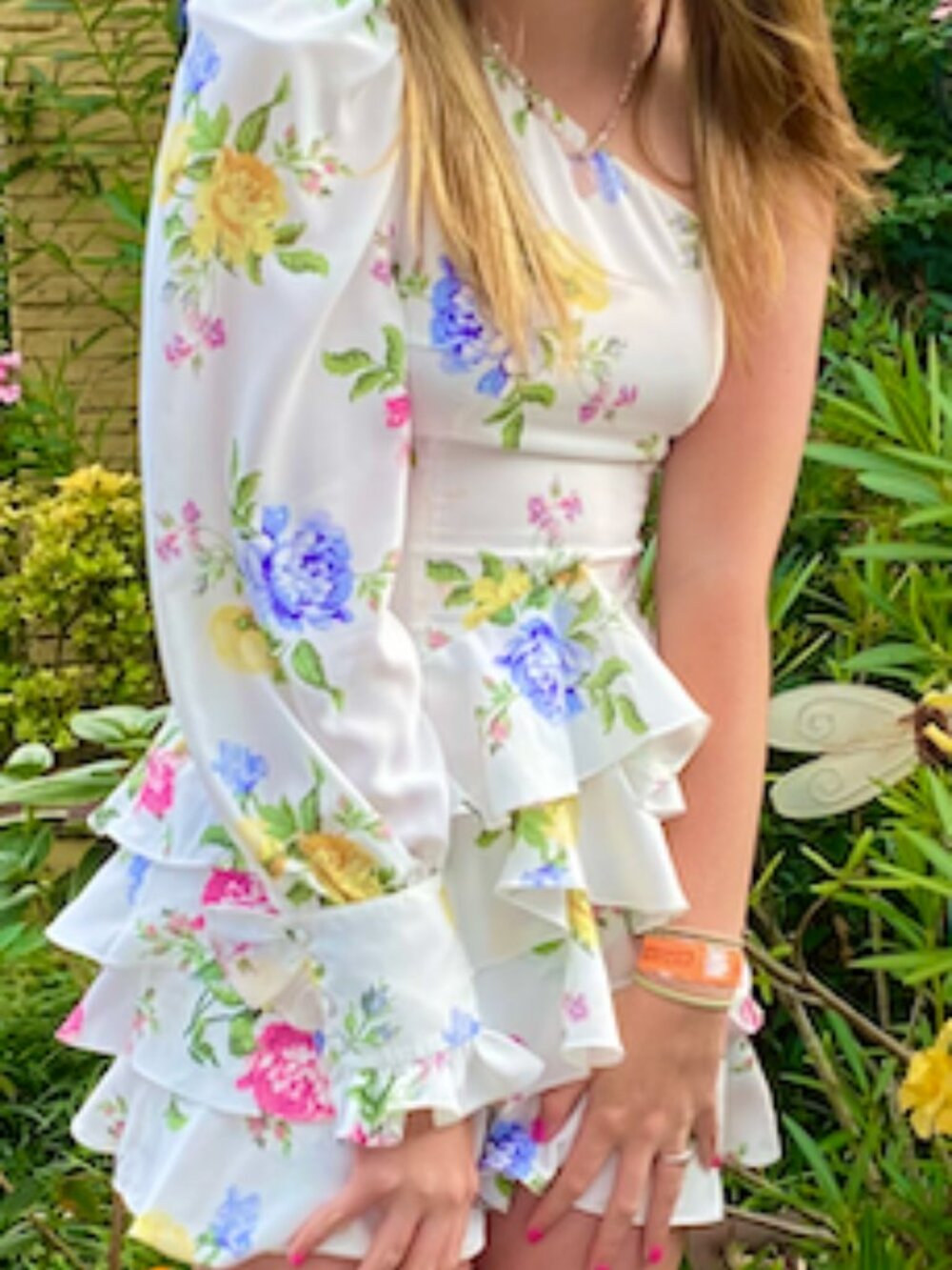 Mergim Floral off the shoulder dress
